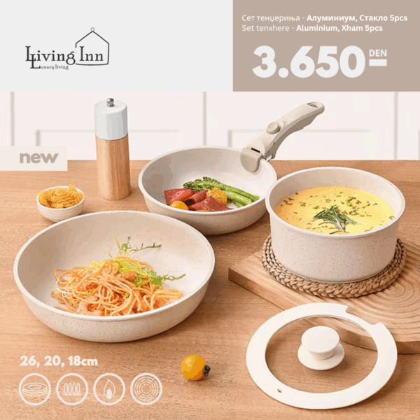 Сет тенџериња од алуминиум – 4 парчиња со магнетна рачка