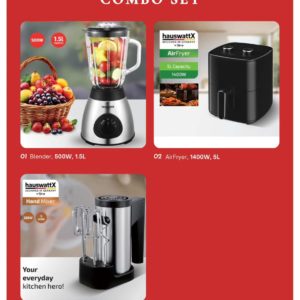 HauswattX Комбо Сет 3 во 1 – Air Fryer, Блендер и Миксер