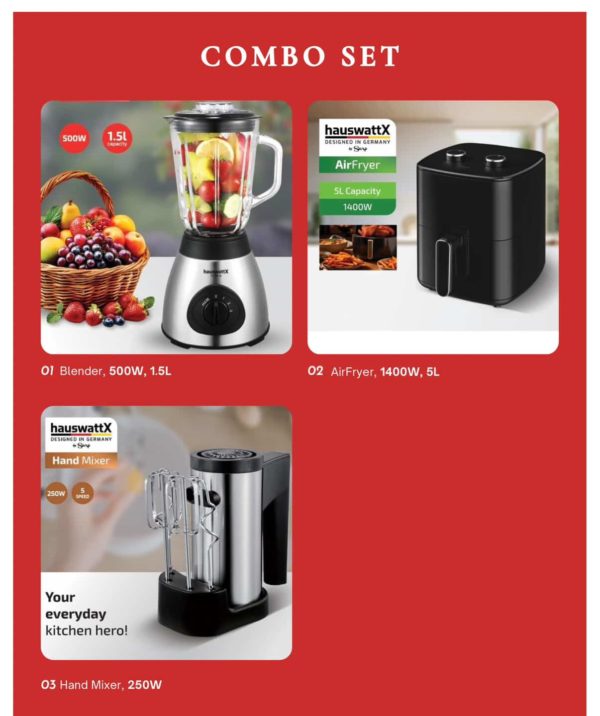 HauswattX Комбо Сет 3 во 1 – Air Fryer, Блендер и Миксер