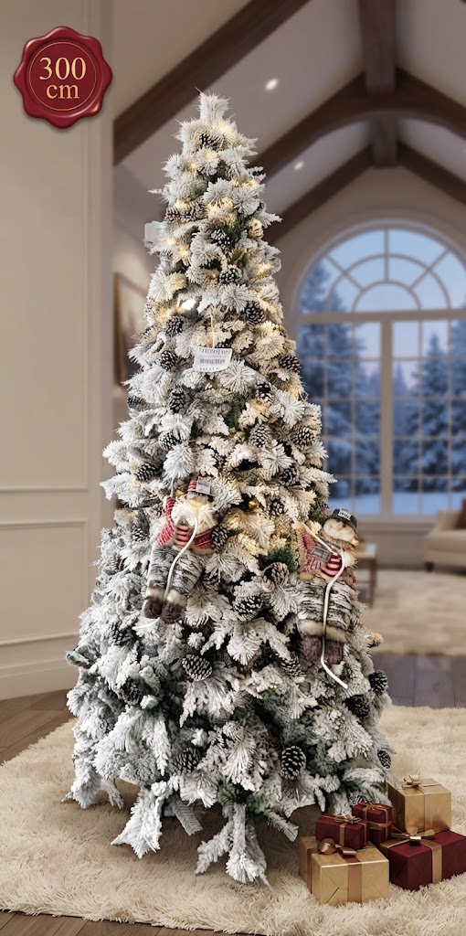 Snow Pine Новогодишна Снежна Елка со шишарки, 300cm