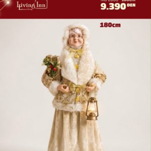 Ливинг Инн Декоративна Баба Мраз, Златна Облека – 180 cm (NG-2803)