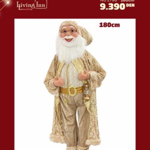 Ливинг Инн Декоративен Дедо Мраз, Златна Облека – 180 cm (NG-2796)